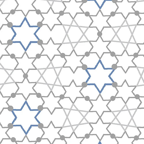 Bargain Basement Fabric - Blue Holiday - Star Outlines