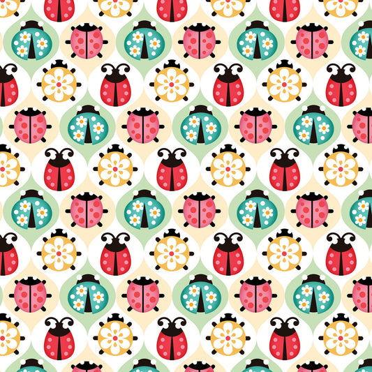 Bargain Basement Fabric - Ladybug Diamonds by David Textiles