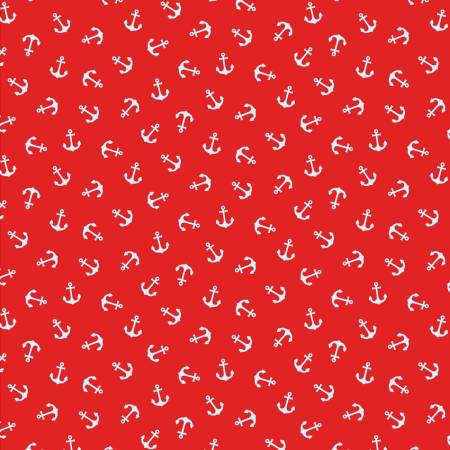 Michael Miller - Sail Away - Anchors Aweight (Red)