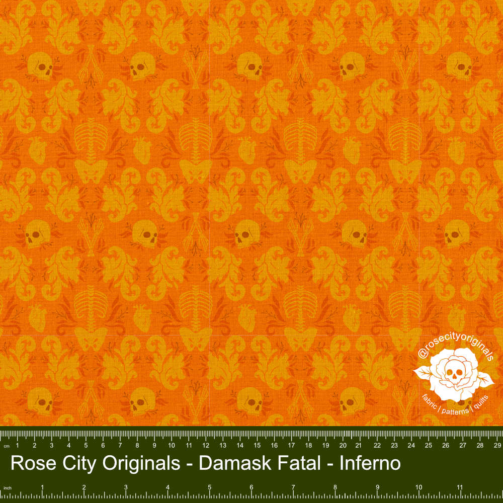 Damask Fatale - By-The-Yard - Inferno