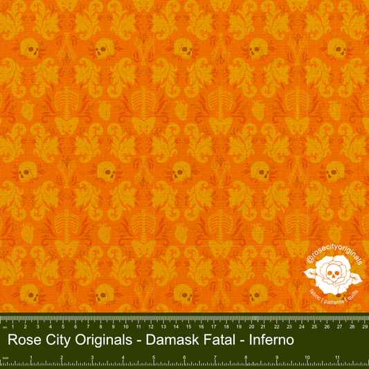 Damask Fatale - By-The-Yard - Inferno