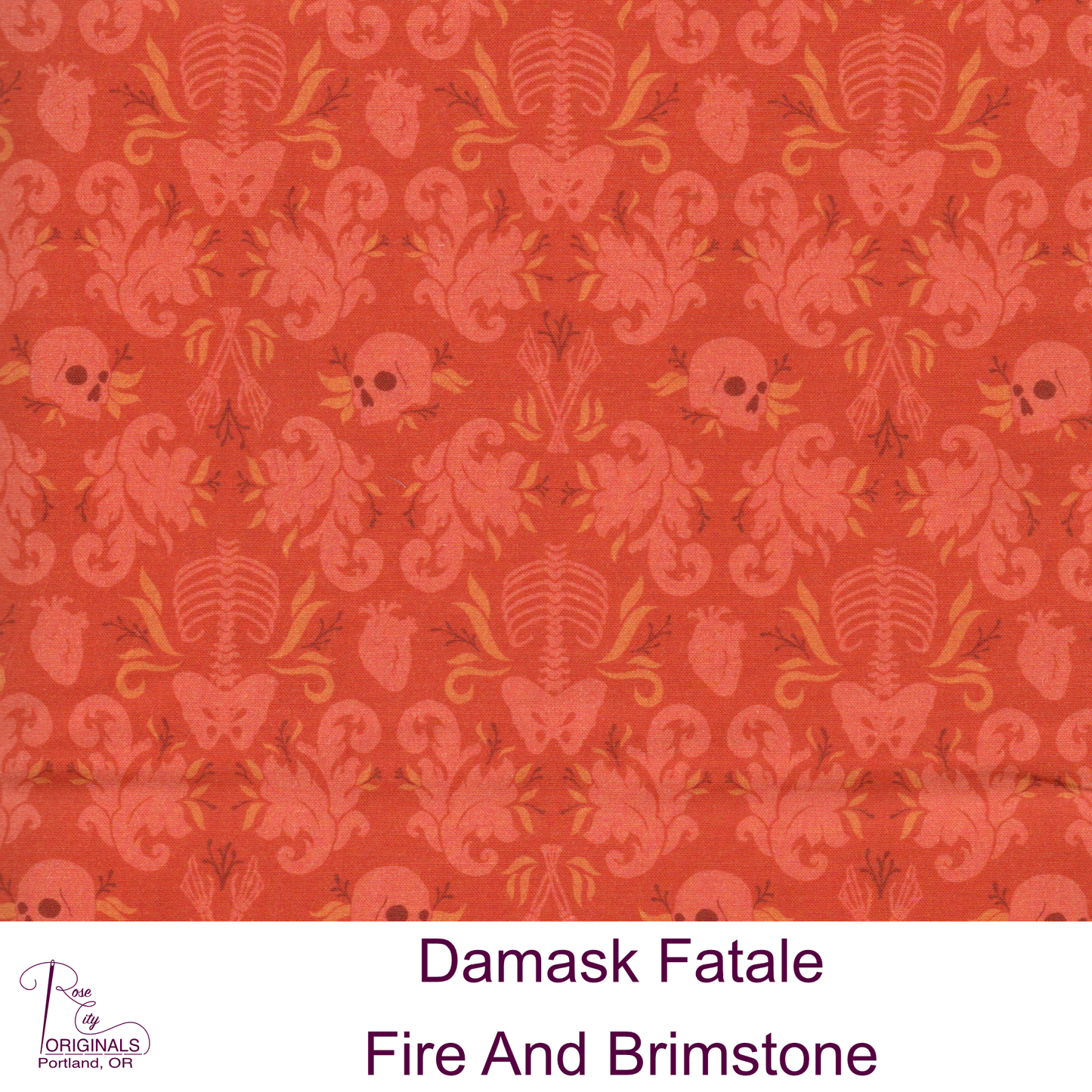 Damask Fatale - By-The-Yard - Fire And Brimstone