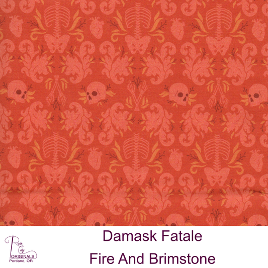 Damask Fatale - By-The-Yard - Fire And Brimstone