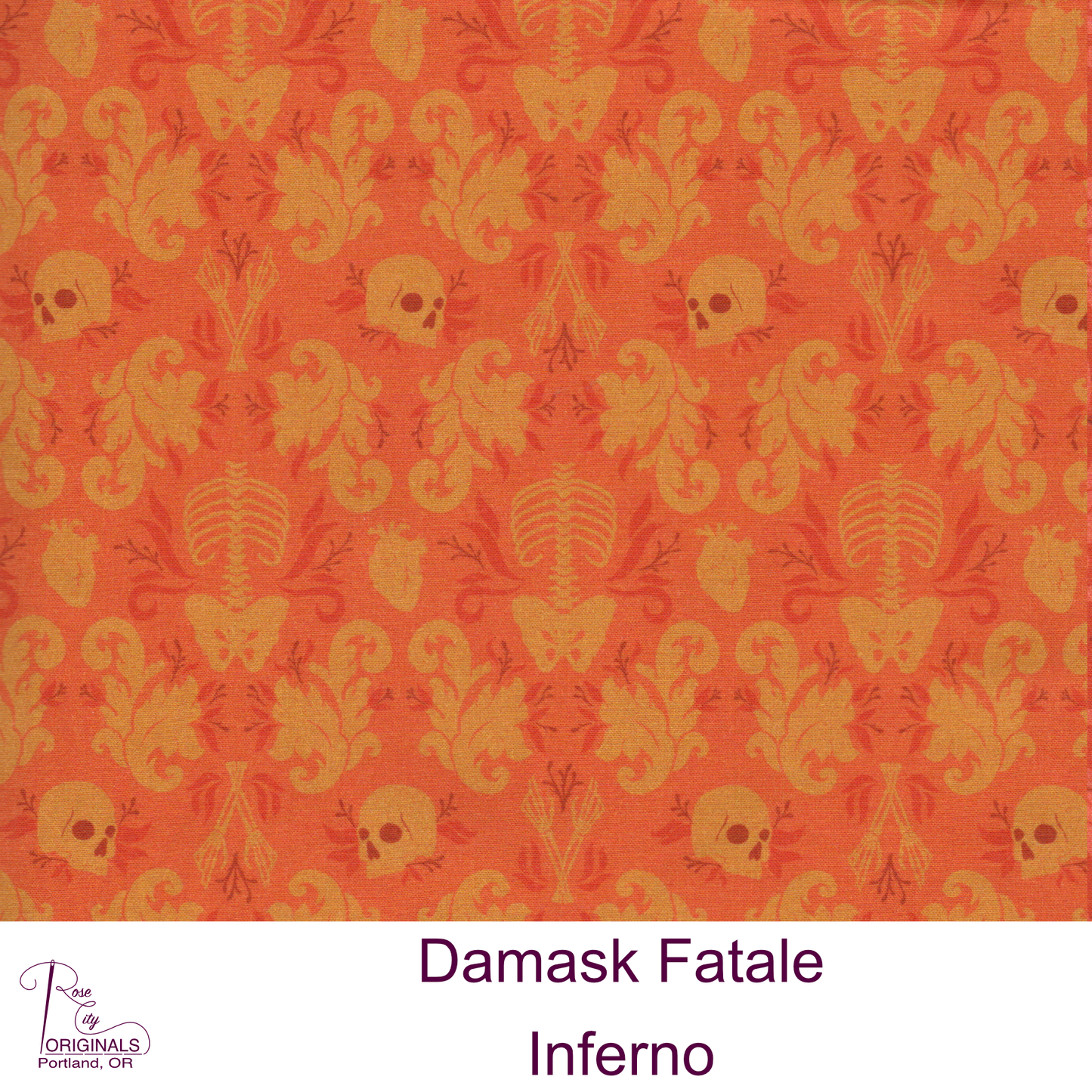 Damask Fatale - By-The-Yard - Inferno