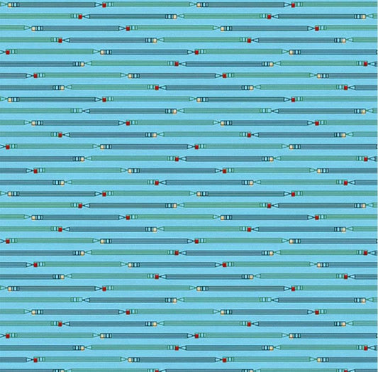 Bargain Basement Fabric - Ring Ring Pencil Stripe (Blue)