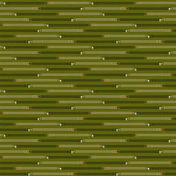 Bargain Basement Fabric - Ring Ring Pencil Stripe (Green)