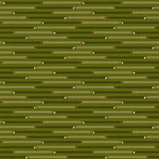 Bargain Basement Fabric - Ring Ring Pencil Stripe (Green)