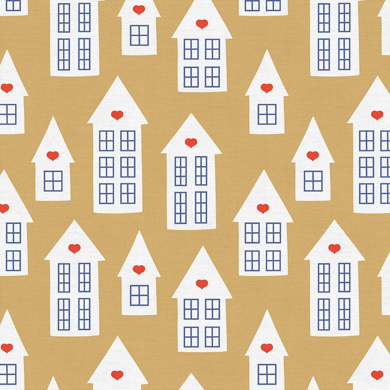 Bargain Basement Fabric - Scandinavian Christmas House Gold