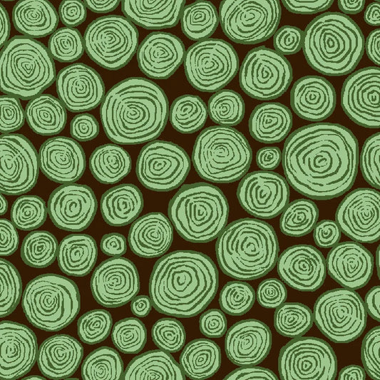 Bargain Basement Fabric -  Menagerie Log Slices Green