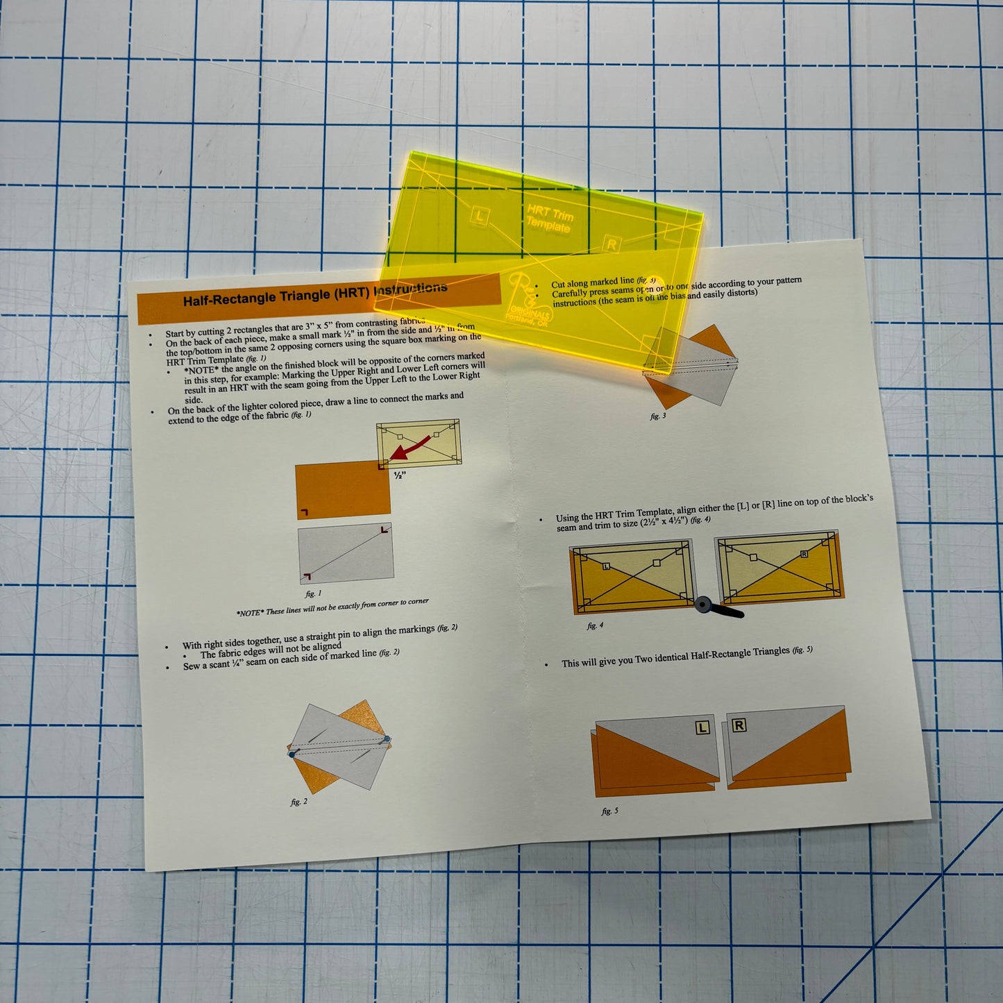 Half-Rectangle Triangle Trim Template