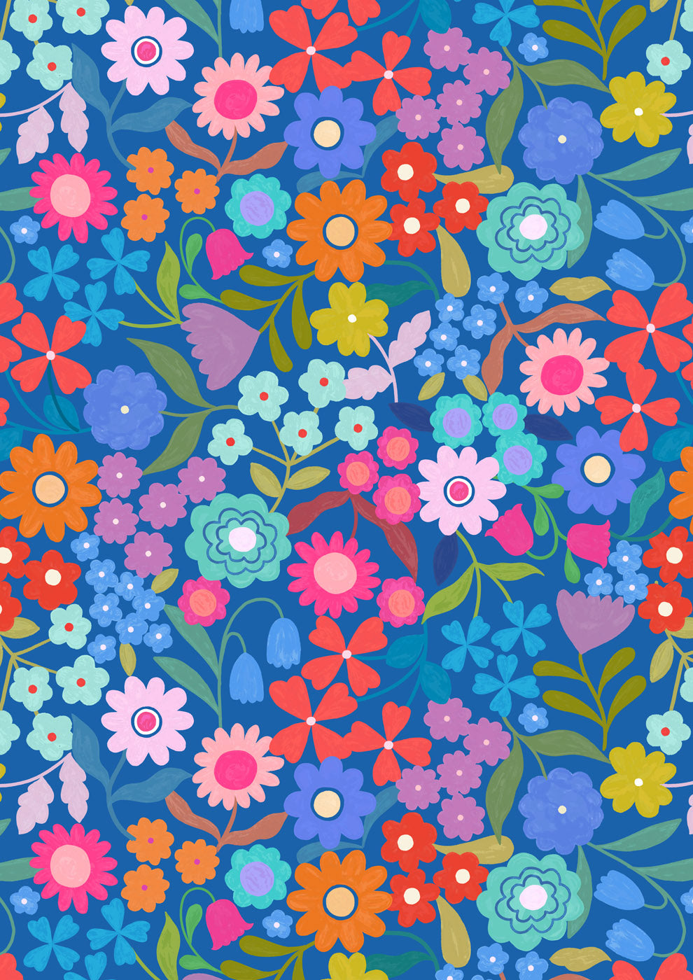 Lewis & Irene - Patchwork Joy - Joyful Flowers on Blue