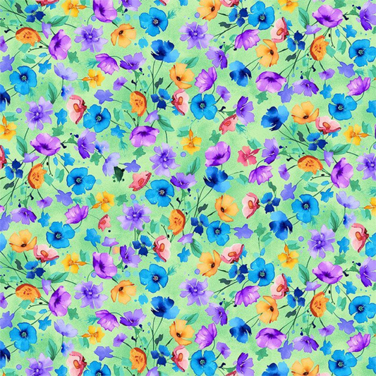 Timeless Treasures -  Meadow Bloom - Nasturtium Floral Field