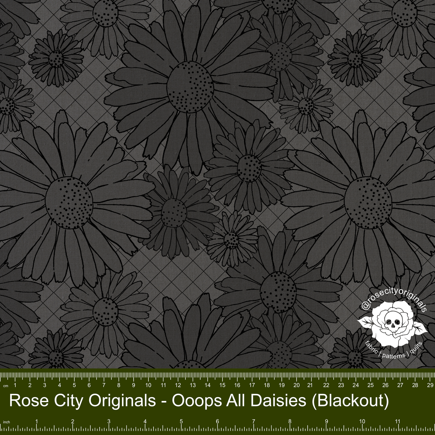 Pushing Up Daisies - By The Yard - Ooops All Daisies (Blackout)