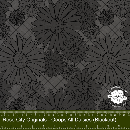 Pushing Up Daisies - By The Yard - Ooops All Daisies (Blackout)