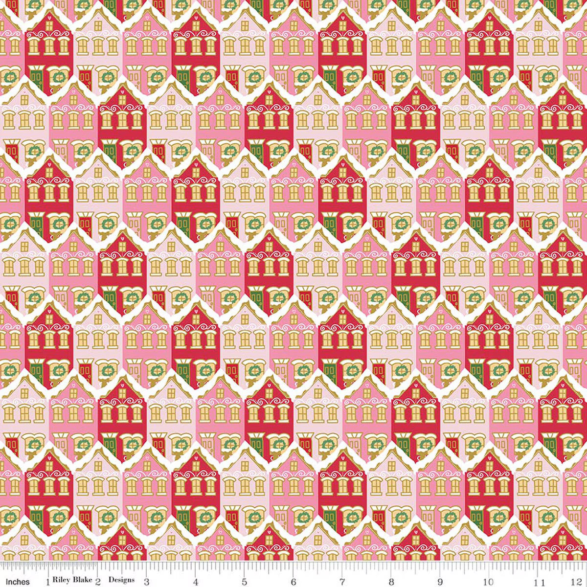 Riley Blake - Claus & CO. Christmas Houses (Red Sparkle)