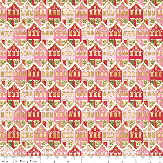 Riley Blake - Claus & CO. Christmas Houses (Red Sparkle)