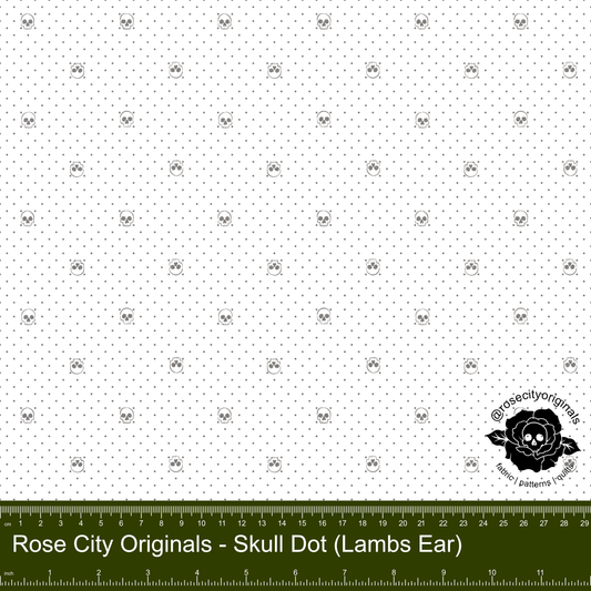 Pushing Up Daisies - By The Yard - Skull Dot (Lambs Ear)