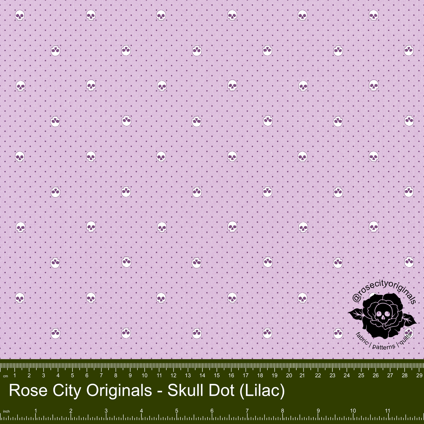 Pushing Up Daisies - By The Yard - Skull Dot (Lilac)