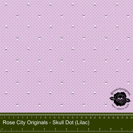 Pushing Up Daisies - By The Yard - Skull Dot (Lilac)