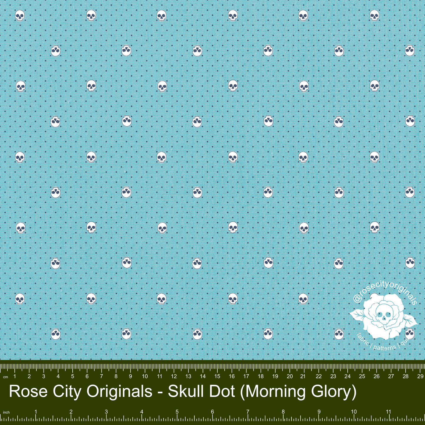 Pushing Up Daisies - By The Yard - Skull Dot (Morning Glory)