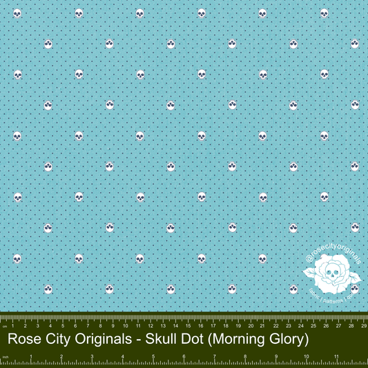 Pushing Up Daisies - By The Yard - Skull Dot (Morning Glory)