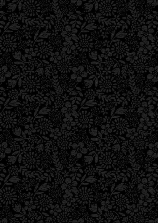 Lewis & Irene - Tiny Tonals - Black on Black Flower Garden