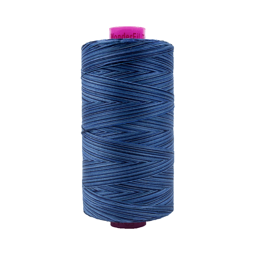 Wonderfil Tutti Variegated Cotton 50wt Thread - TU24 - Blue Night (1000m / 1094yd)