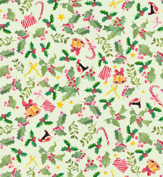 Lewis & Irene - Merry Happy Christmas - Holly Jolly (Pistachio)