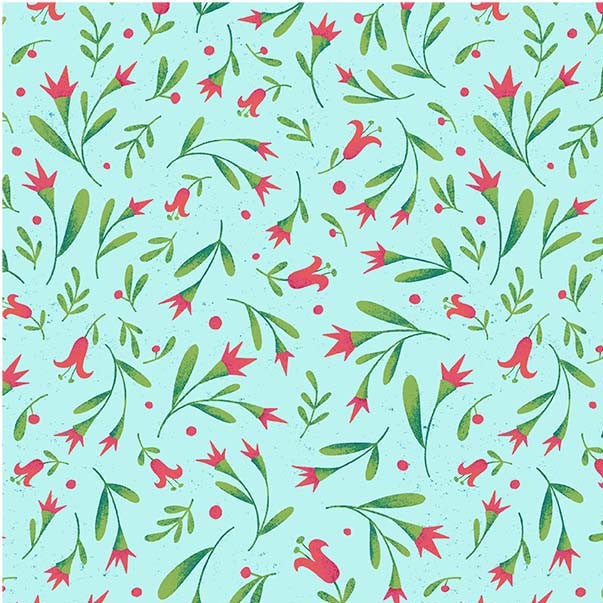 Michael Miller - Positivi-Tea - Whispering Flowers (Teal)