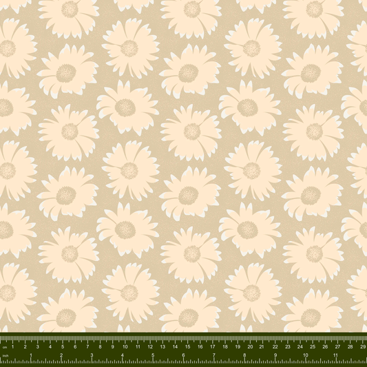 Bargain Basement Fabric - Gulls Wanna Have Fun - Flowers (Taupe) by PBS Fabrics