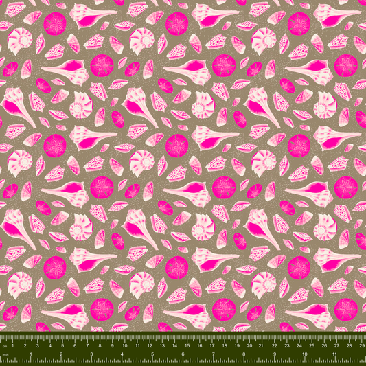 Bargain Basement Fabric - Gulls Wanna Have Fun - Seashells (Taupe) by PBS Fabrics