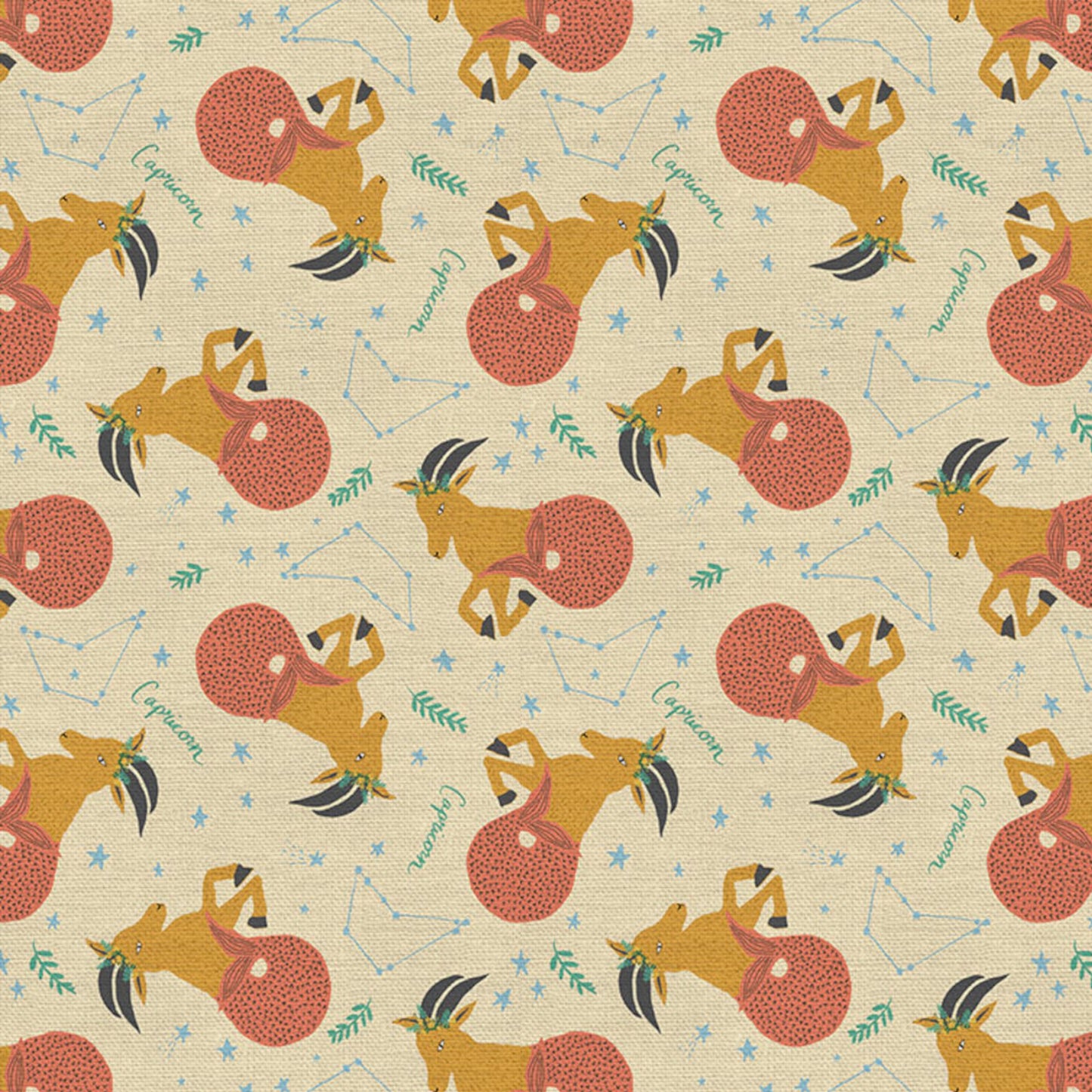 Bargain Basement Fabric - Astrology - Capricorn (Yellow)