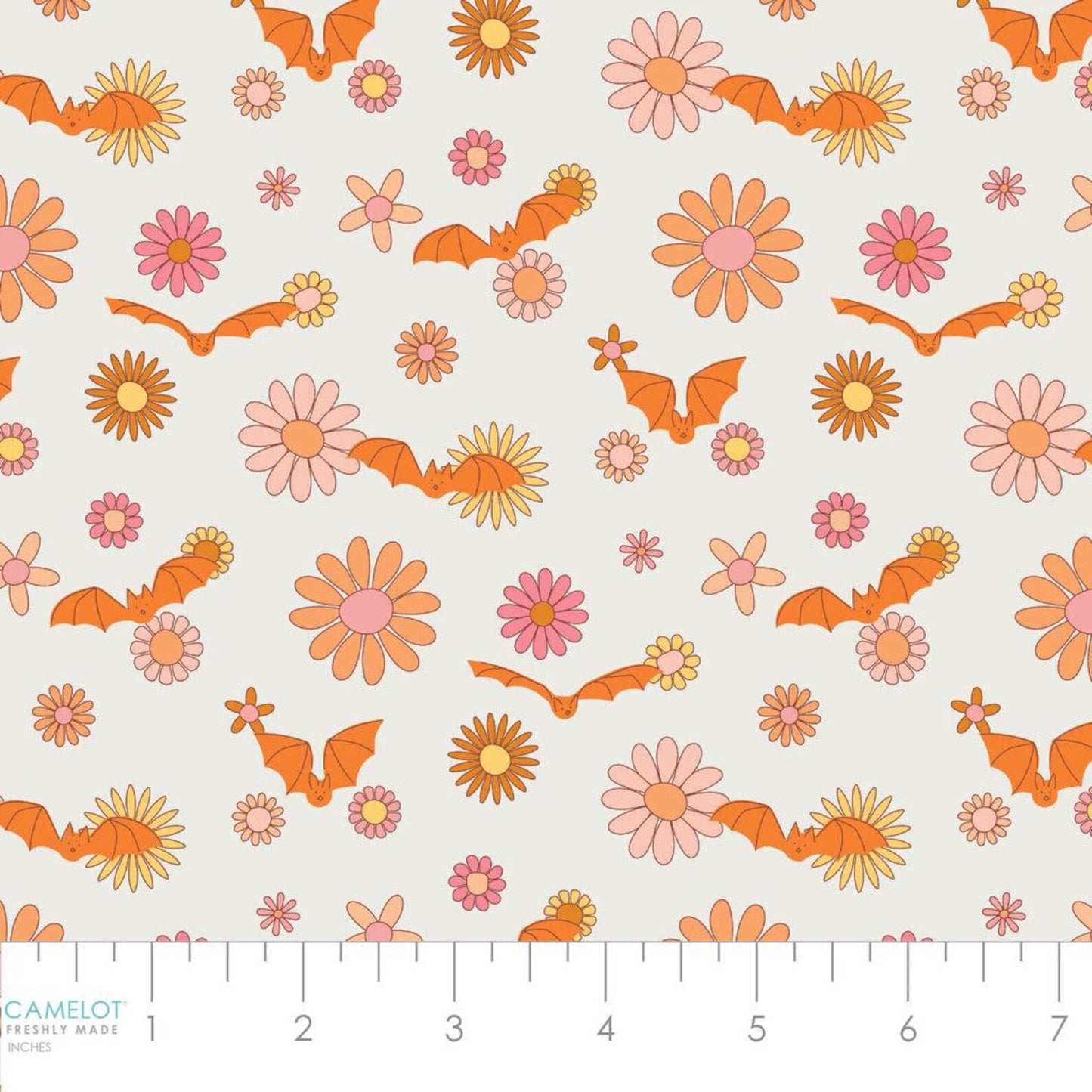 Camelot Fabrics - Ghostly Garden - So Batty (Cream)