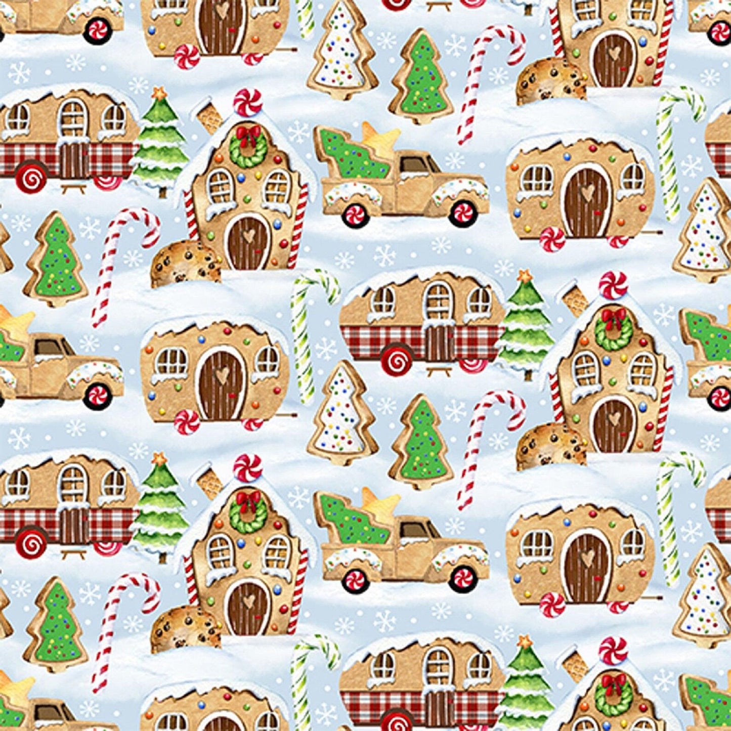 Bargain Basement Fabric - Gingerbread Camping