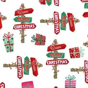 Michael Miller - Holiday Gnomes - Cheery Destinations (White)