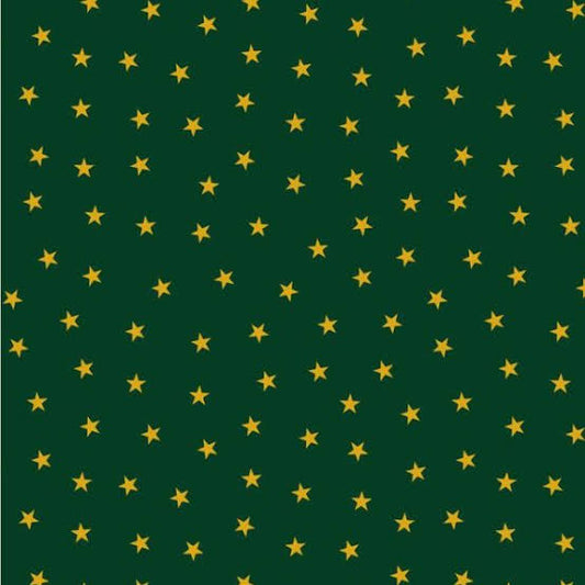 Lewis & Irene - Christmas in Bluebell Wood - Gold Stars (Green)(Metallic)