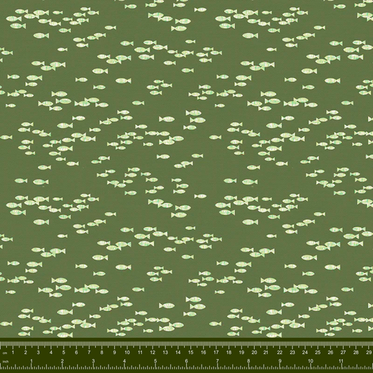 Bargain Basement Fabric - Fish Hope - Little Fish (Green) by PBS Fabrics