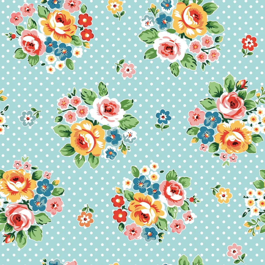 Poppie Cotton - Flower Market - Market Bouquet (Blue)