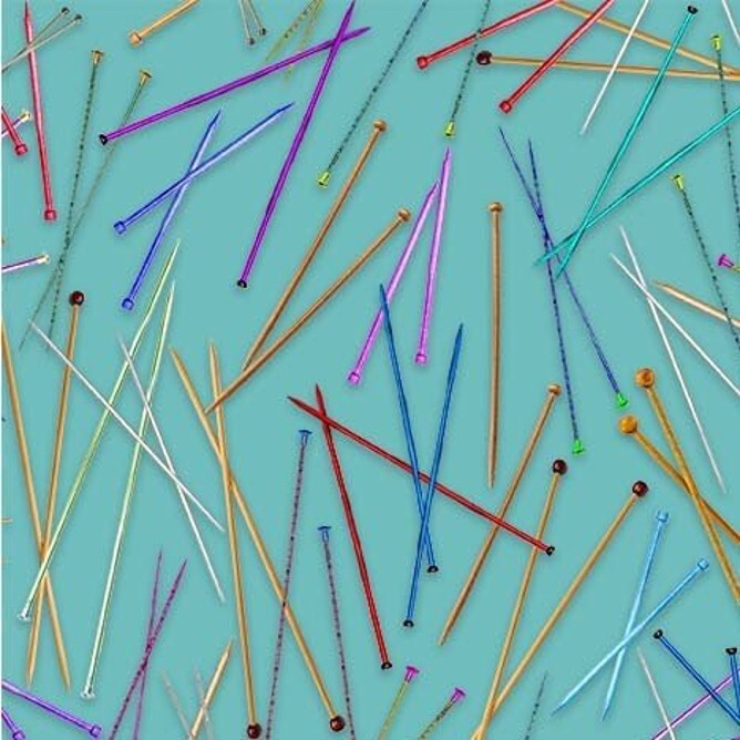 Michael Miller - Knit One, Purl Two - Needlecraft (Teal)