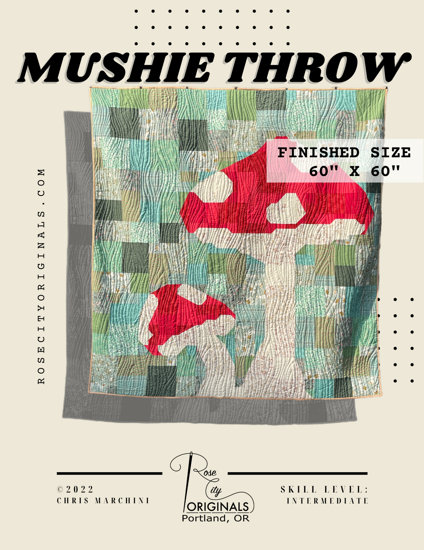 Mushie Throw - Patchwork Quilt Pattern - Digital Download